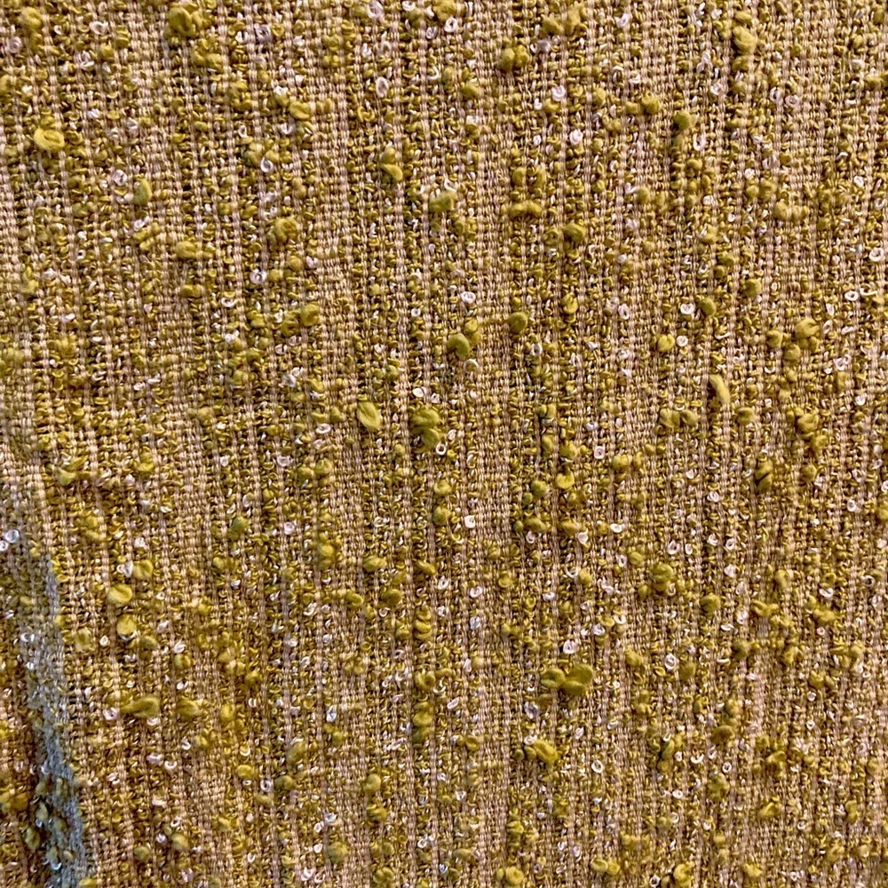 Vintage 1960’s olive green nubby light thrown. 66” x 44”. 151
